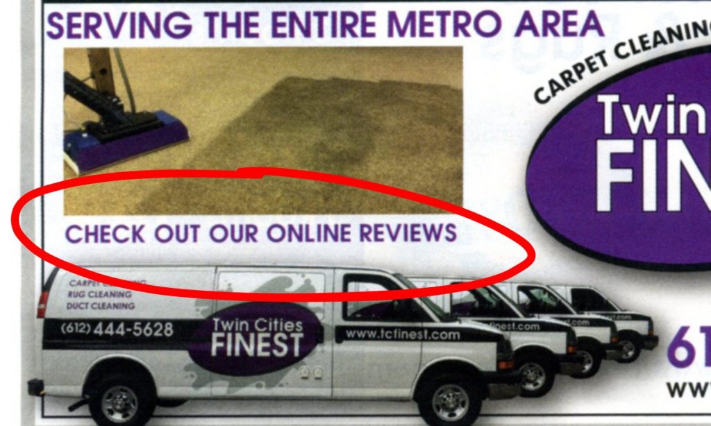 Example of poorly designed ad with example circled
